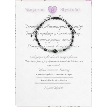 Bransoletka celebrytka czarny TURMALIN AWENTURYN HEMATYT ochrona szczęście